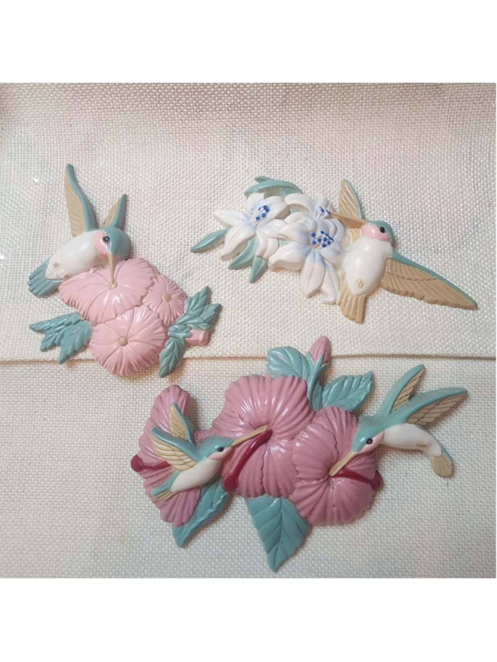 Vintage Burwood Hummingbird Wall Plaques Set of 3 - 36